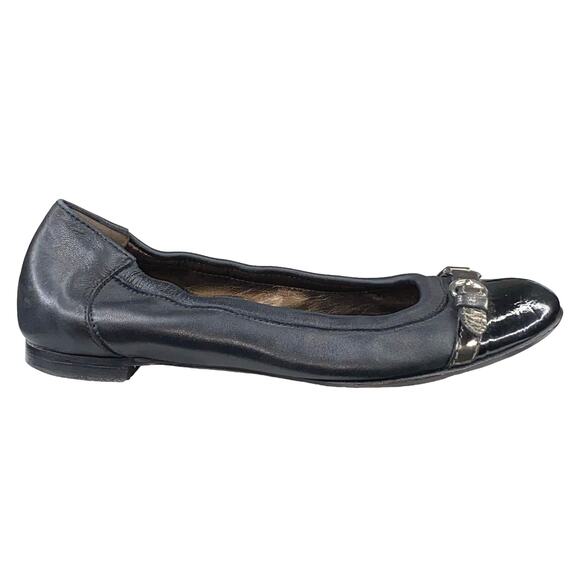 AGL Attilio Giusti Monika Black Leather Cap Toe Ballet Flat Size 36.5 US 6.5 - Picture 1 of 11